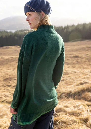 Stricktunika aus Lammwollmischung - dunkelgrün