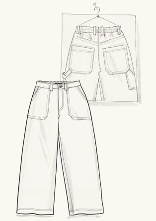 “Garden” woven organic cotton/linen trousers - mole