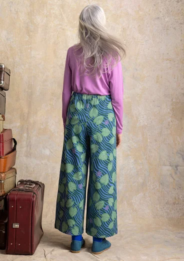 Pantalon à motif "Gul näckros" en coton biologique - vert forêt humide