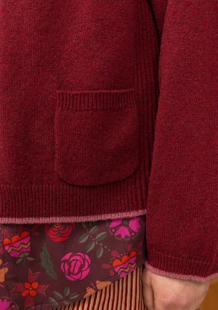 Gestreifte, gepunktete oder einfarbige Strickjacke „Wilma“ aus Lammwolle - dunkelachatrot-melange