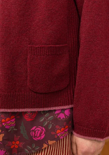 Gestreifte, gepunktete oder einfarbige Strickjacke „Wilma“ aus Lammwolle - dunkelachatrot-melange