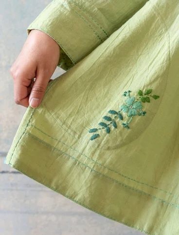 “Shimla” organic cotton/linen smock blouse - pistage