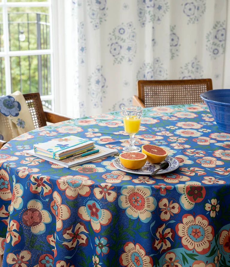 “Desert Bloom” organic cotton tablecloth