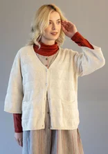 Gilet en maille texturée de coton biologique - écru, non teint