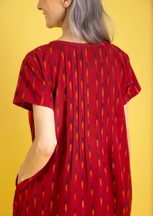 Robe "Ikat" en coton tissé - rouge garance