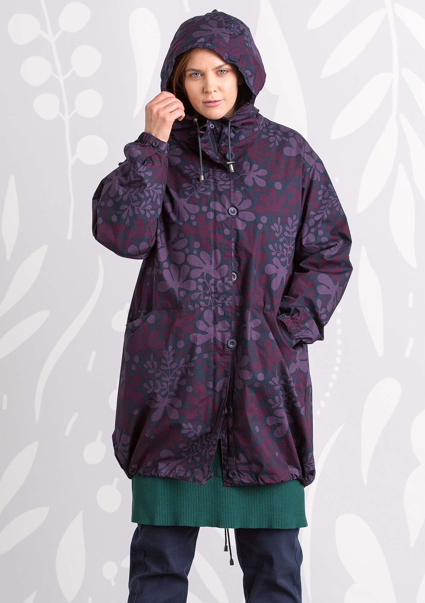 “Multi” parka in eco-cotton blackberry/patterned thumbnail