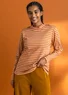 Striped mock turtleneck in organic cotton (curry/lily XS)