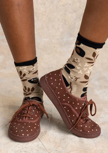 “Bianca” organic cotton canvas flats - chestnut/feather