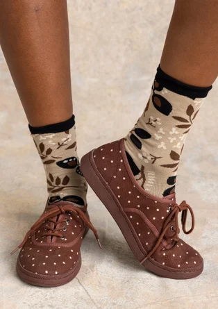 “Bianca” organic cotton canvas flats - chestnut/feather