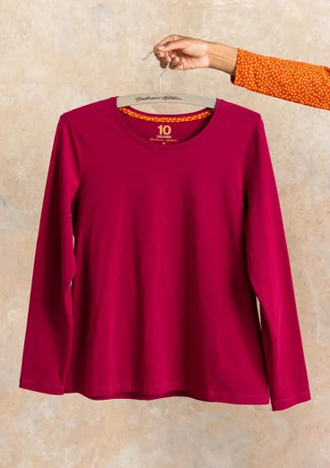 Gepunktetes oder einfarbiges Jerseyshirt „Ebba“ aus Baumwolle/Elasthan - rotkohl