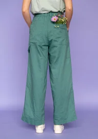 “Garden” woven organic cotton/linen trousers - artemisia