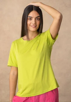 Solid-colour top in organic cotton/modal - tropical green
