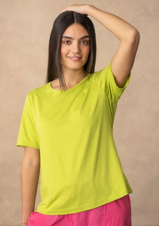 Solid-colour top in organic cotton/modal - tropical green