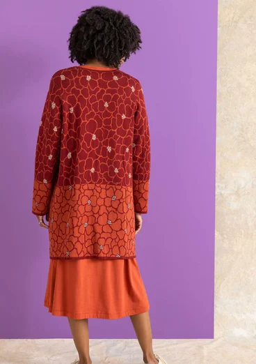 Langstrickjacke „Theia“ aus Bio-/Recycling-Baumwolle - krapprot