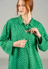 Geweven overhemdblouse "Olivia" van biologisch katoen - lotusgroen/dessin