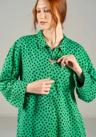 “Olivia” woven organic cotton shirt - lotus green/patterned