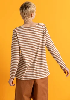 Striped essential top in organic cotton - acorn/feather