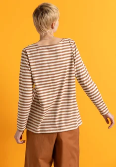 Striped essential top in organic cotton - acorn/feather
