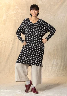 “Spirit” jersey dress in bamboo viscose/elastane - black/patterned