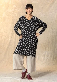 Jerseykjole "Spirit" i bambusviskose/elastan - sort/mønstret