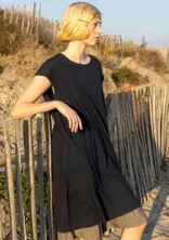 Jersey tunic in organic cotton/linen - ink blue