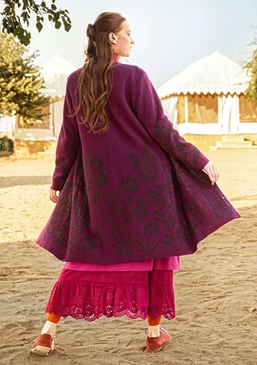 Long gilet "Dawn" en ramie/coton recyclé - raisin