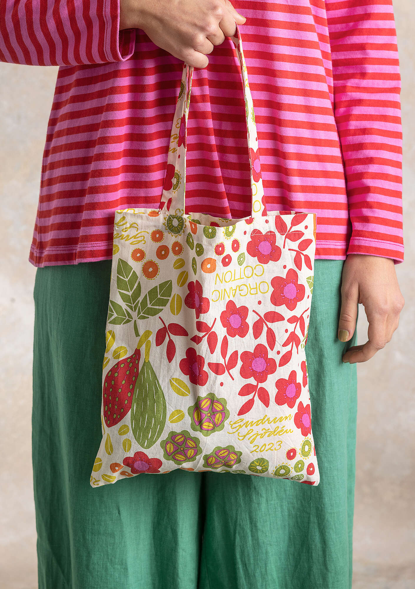 Fabric tote bag S in organic cotton parrot red thumbnail