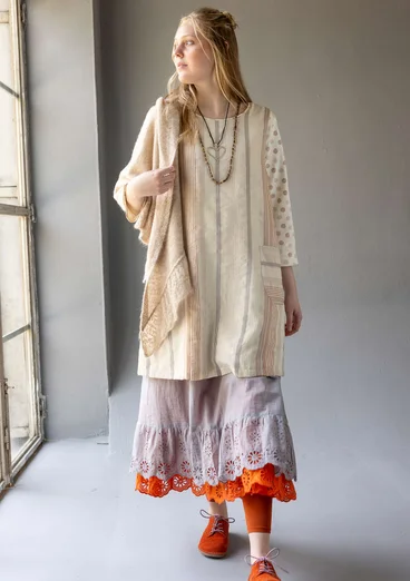 “Ketchi” woven jumper dress in wool/cotton - oyster