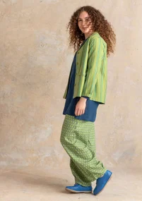 “Esme” woven organic cotton/linen jacket - kiwi/stripe