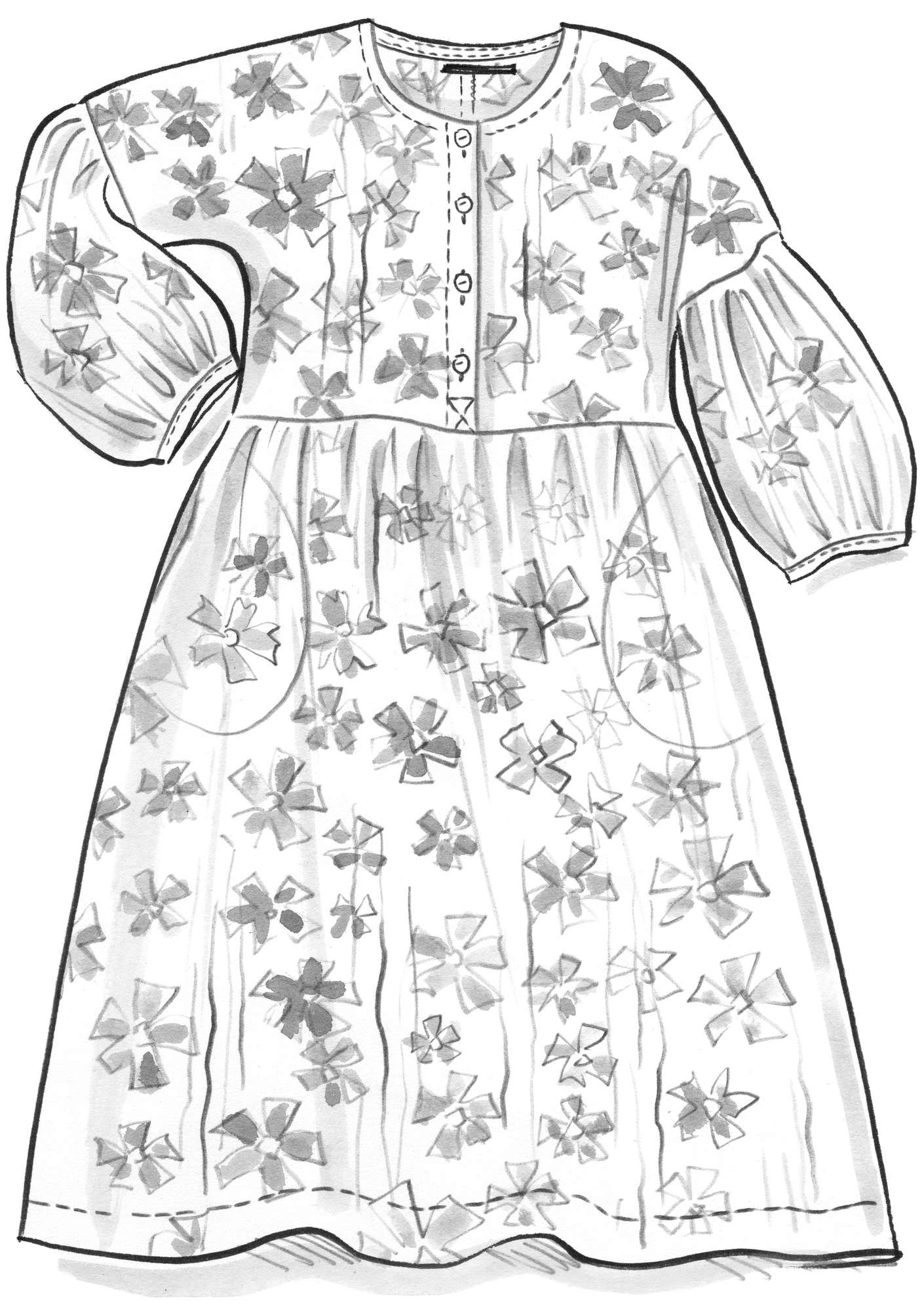 Vevd kjole «Petunia» i økologisk bomull