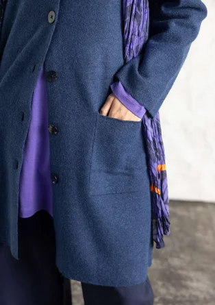 Langstrickjacke aus gefilzter Bio-Wolle - dunkelindigot-melange