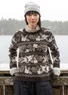 “Peninsula” fisherman’s sweater in lambswool (black cassis/patterned S)