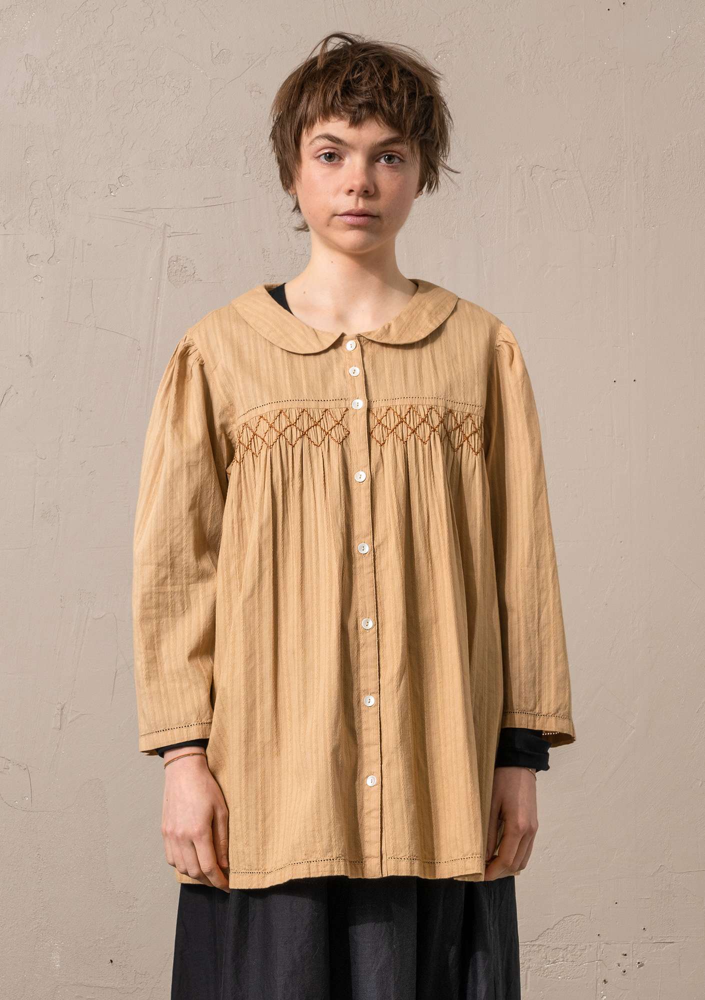“Fille” woven blouse in organic cotton rye thumbnail