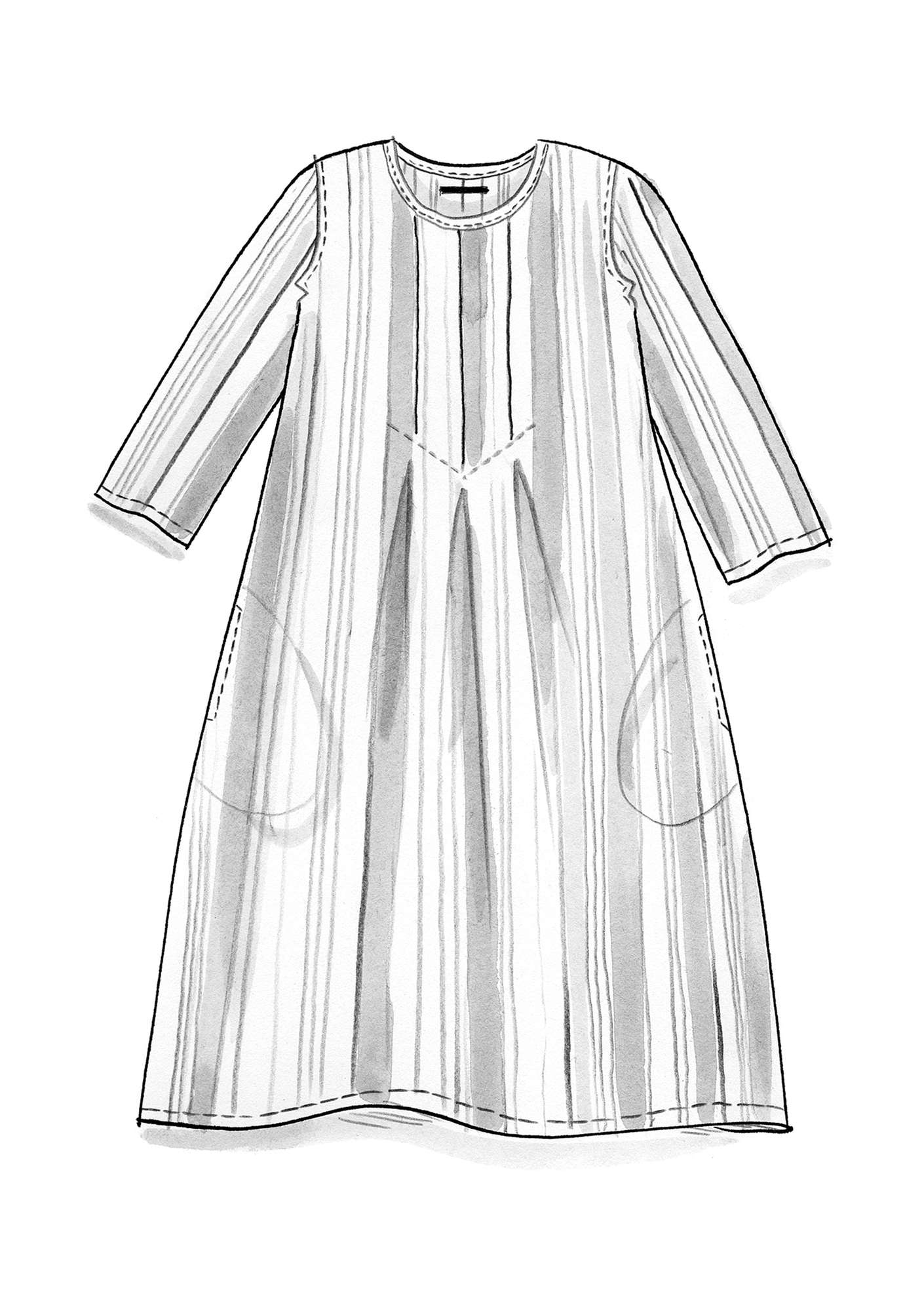 Kleid „Rut“ aus Öko-Baumwolle/Leinen natur-gemustert