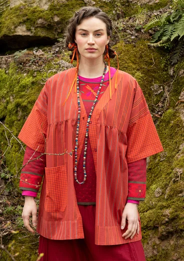 “Sofia” artist’s blouse in organic cotton - madder red