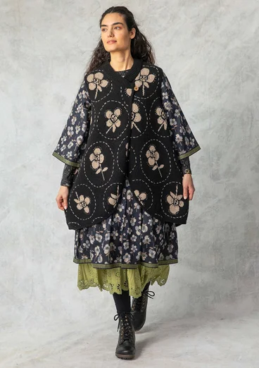 Gilet sans manches croisé "Marabel" en mélange de laine recyclée - noir