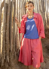 “Bifrost” woven linen shirt dress - light coral