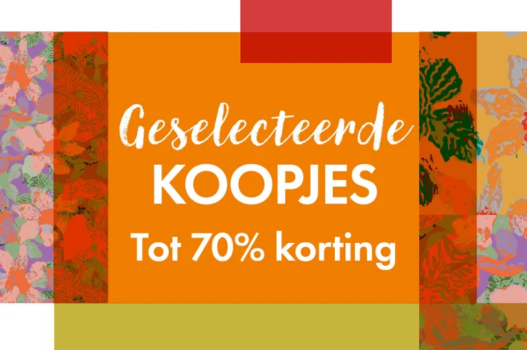 Een grafisch dessin met vlakken van verschillende dessins en kleuren die over elkaar heen liggen.
