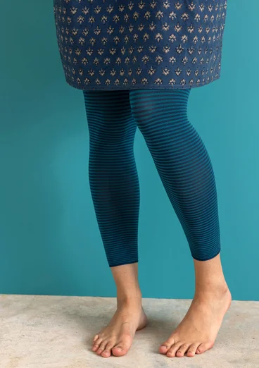 Striped leggings in recycled polyamide - Pacific blue/teal