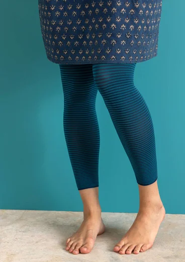 Striped leggings in recycled polyamide - Pacific blue/teal