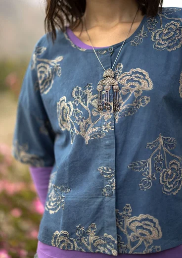 “Rose hip” woven organic cotton blouse - indigo