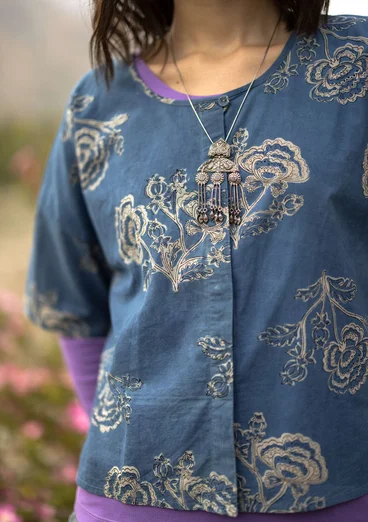 Blouse tissée ”Rose hip” en coton biologique - indigo