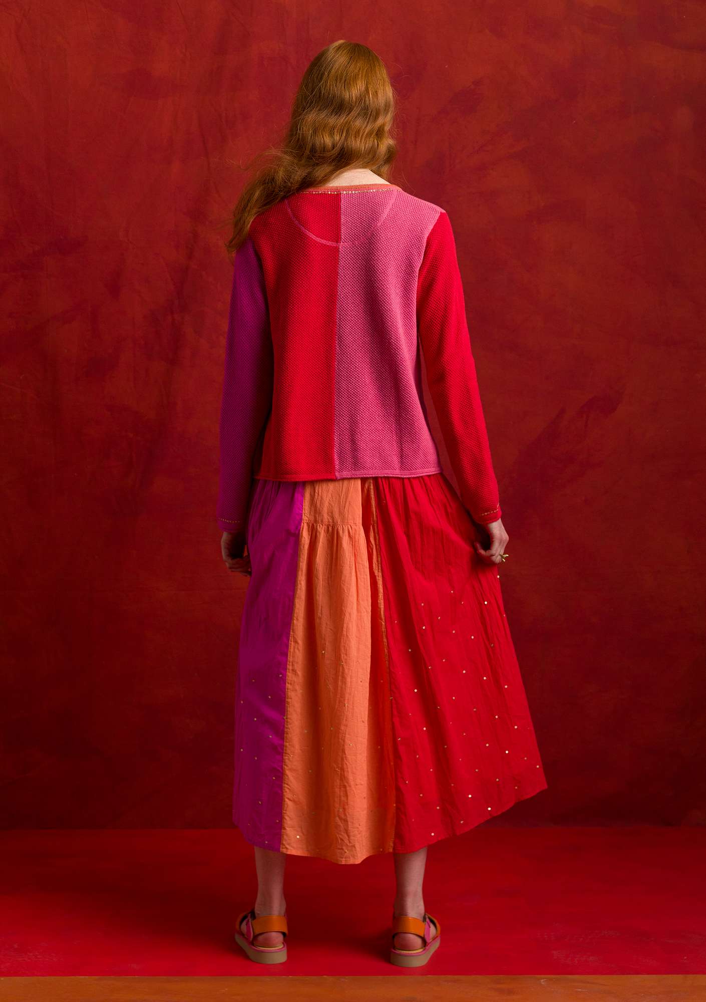 “Volcano  woven organic cotton skirt bright red thumbnail