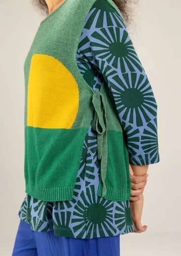 Pull sans manches "Asahi" en maille de laine mélangée recyclée/coton biologique - émeraude foncé