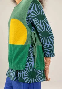 Pull sans manches "Asahi" en maille de laine mélangée recyclée/coton biologique - émeraude foncé