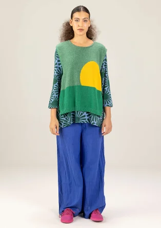 Pull sans manches "Asahi" en maille de laine mélangée recyclée/coton biologique - émeraude foncé