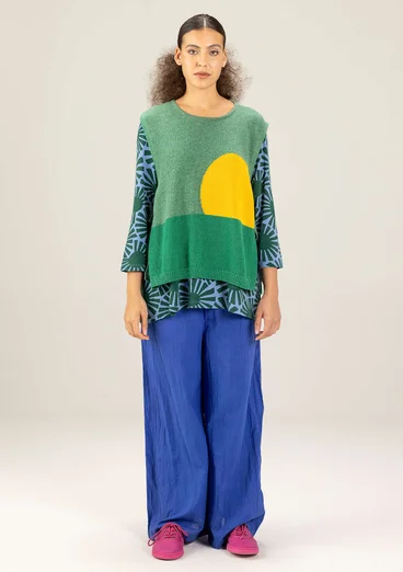 Pull sans manches "Asahi" en maille de laine mélangée recyclée/coton biologique - émeraude foncé