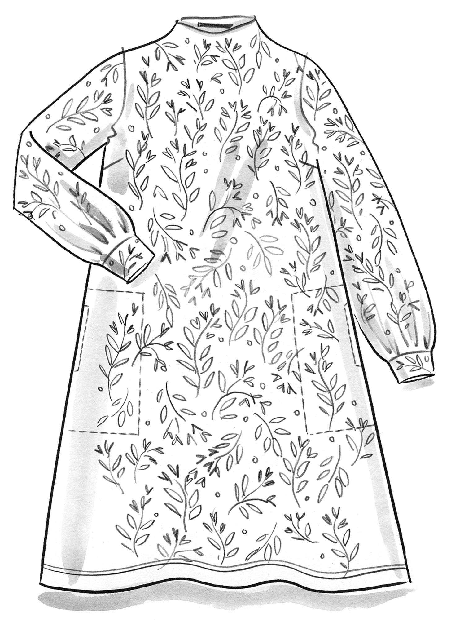 Tricot jurk  Bladmynta  van biologisch katoen/modal/elastaan
