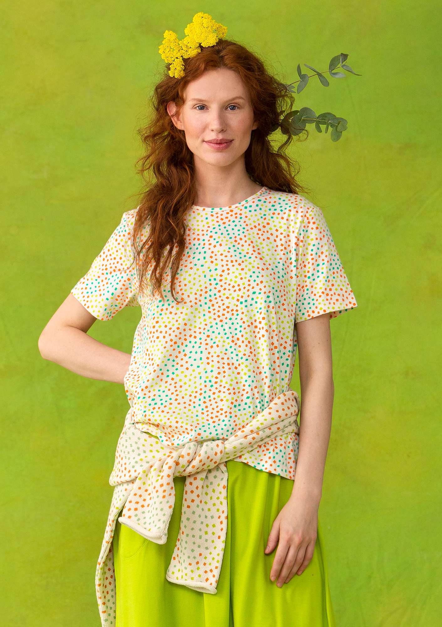 “Confetti” t-shirt in fine organic cotton multicoloured/patterned thumbnail