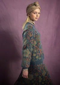 Gemusterter Pullover „Ada“ aus Bio-Baumwolle/Alpakawollgemisch - teebaum